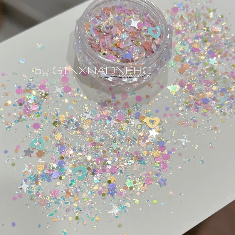 Nail Art Accessories Sequins Trendy Popular Glitter Irregular Heart Star Mix Pink Nail Decoration Accessories