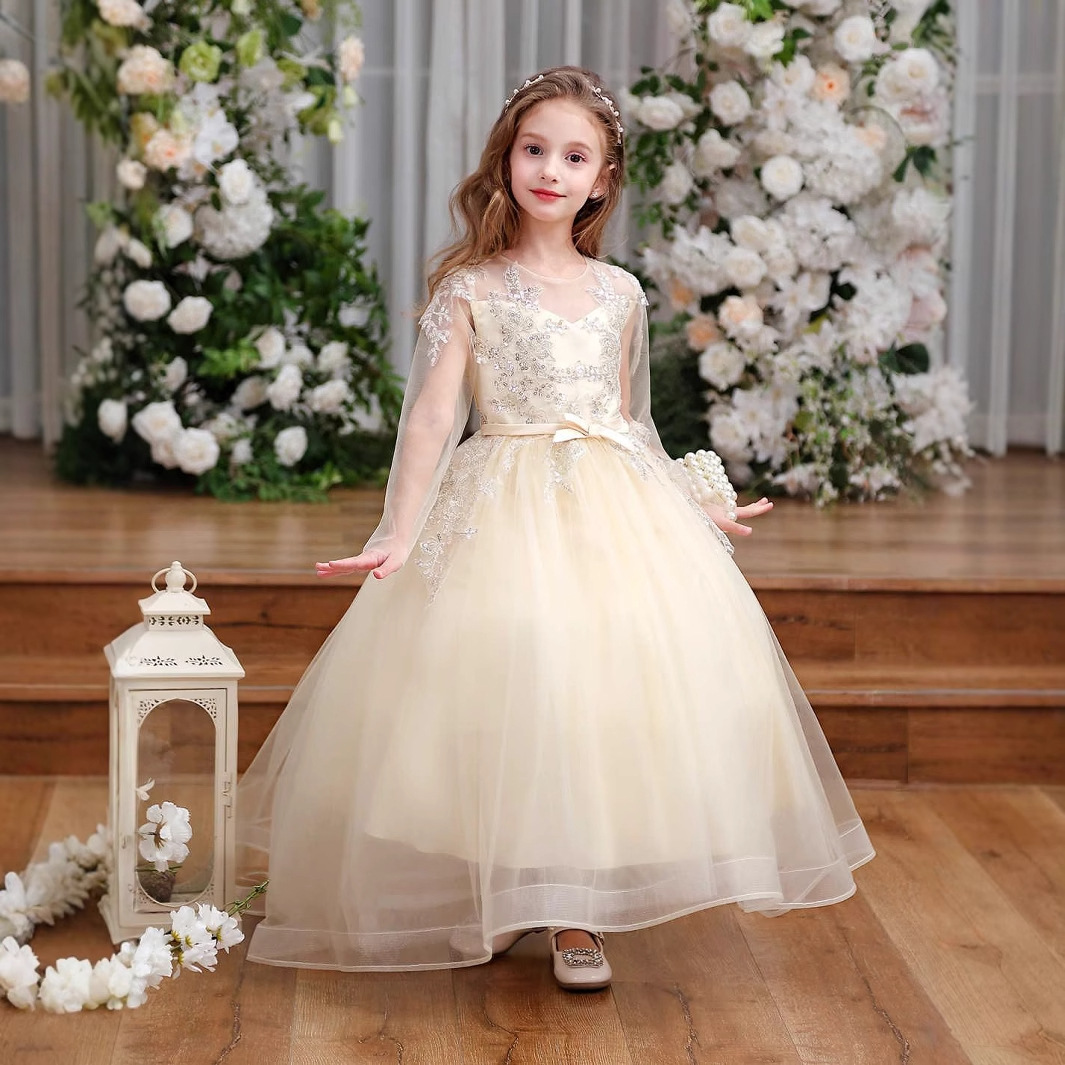 Vestidos para niños 2025 nuevo vestido de princesa para niñas dulce estilo occidental niña esponjosa traje de piano para niñas