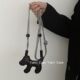 Mobile Phone Back Clip Crossbody Lanyard Ins Korean Style Cartoon Black Big Ears Dog Cute Girl Mobile Phone Clip Universal
