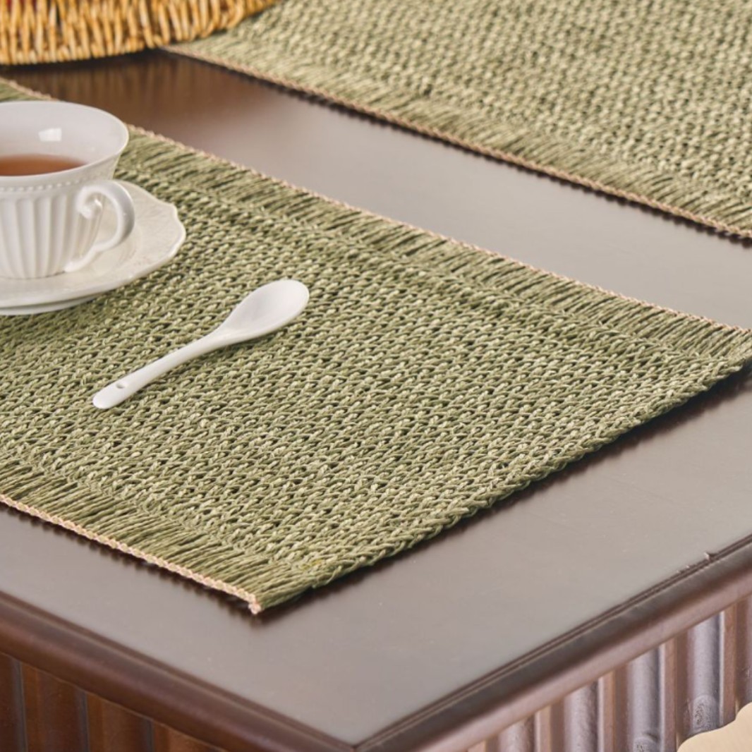 Bandera de mesa de té Yiqiyun Estilo pastoral americano Bandera de mesa tejida verde Decoración Mesa de centro Gabinete de TV Tapa larga