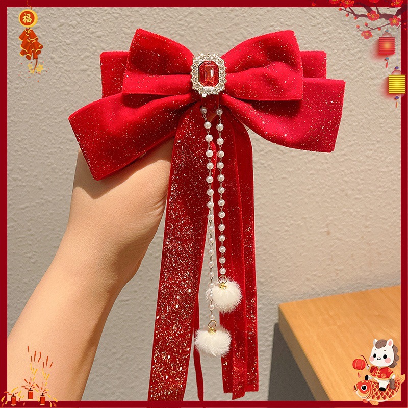 Horquilla Infantil con Borlas Chinas Hecha a Mano para Año Nuevo y Hanfu