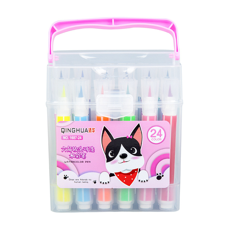 Pluma de acuarela lavable para niños sello de pincel de pintura multicolor pluma de acuarela cabeza suave material de dibujo de Arte de estudiante pluma de dibujo de graffiti