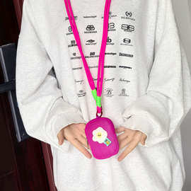 防蚊挂脖可爱网织包花朵斜挎耳机包卡包收纳零钱包礼物迷你收纳盒