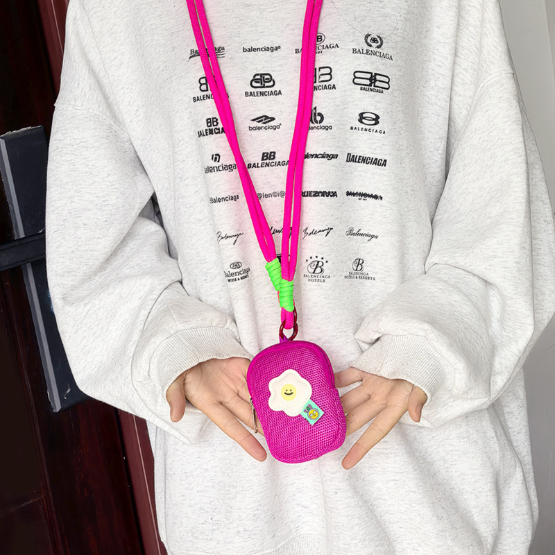 Anti-mosquito Neck Cute Mesh Woven Bag Flower Crossbody Earphone Bag Card Bag Storage Coin Purse Gift Mini Storage Box