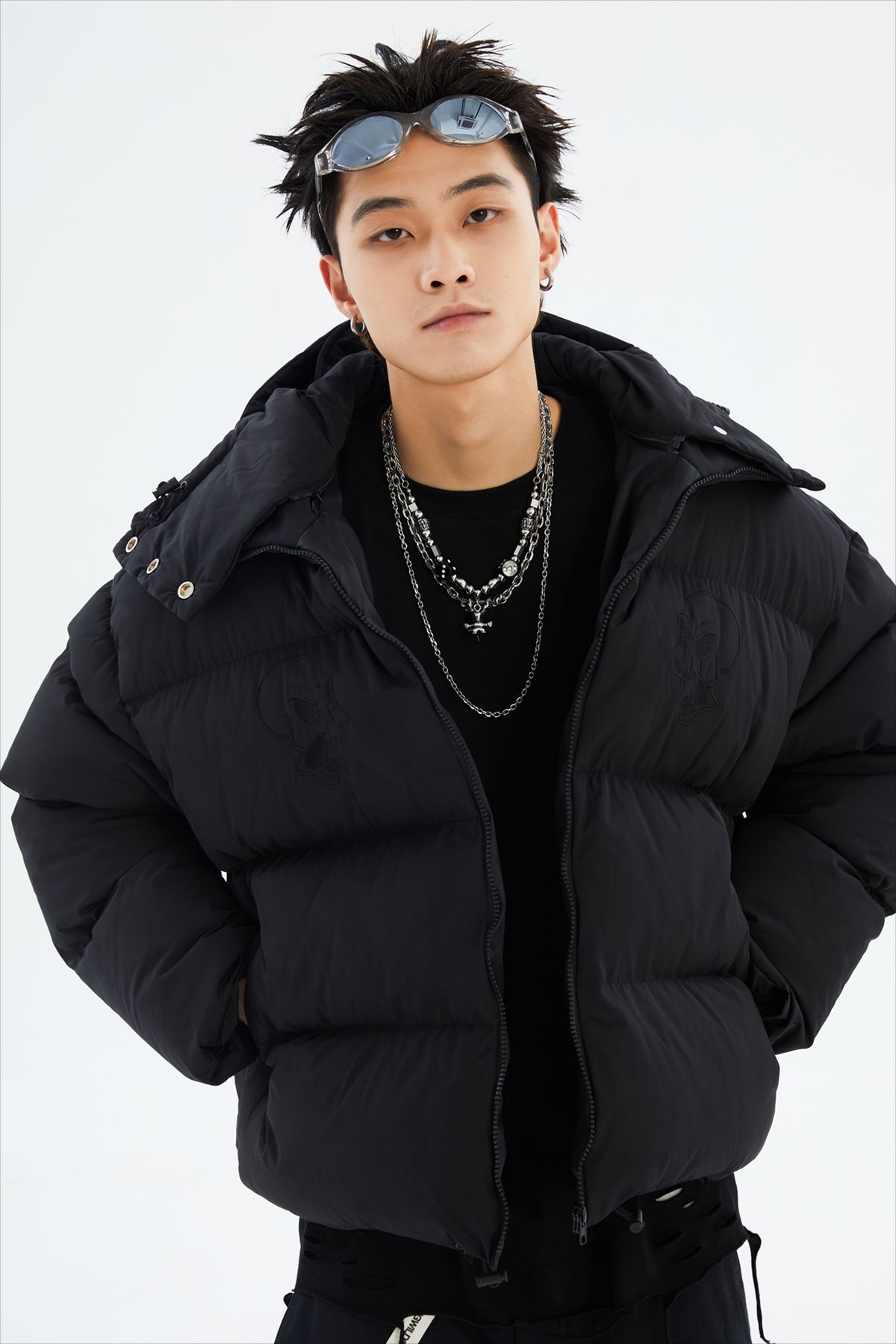 Herrenbekleidung Maskierter Kragen Einfarbige Baumwolljacke mit Kapuze Herren Winter Verdickte Baumwolljacke Paar_voghion.com