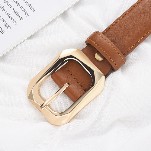 Belt women's Korean fashion trend gold pin buckle wide belt women's simple decorative Korean style jeans belt new style
