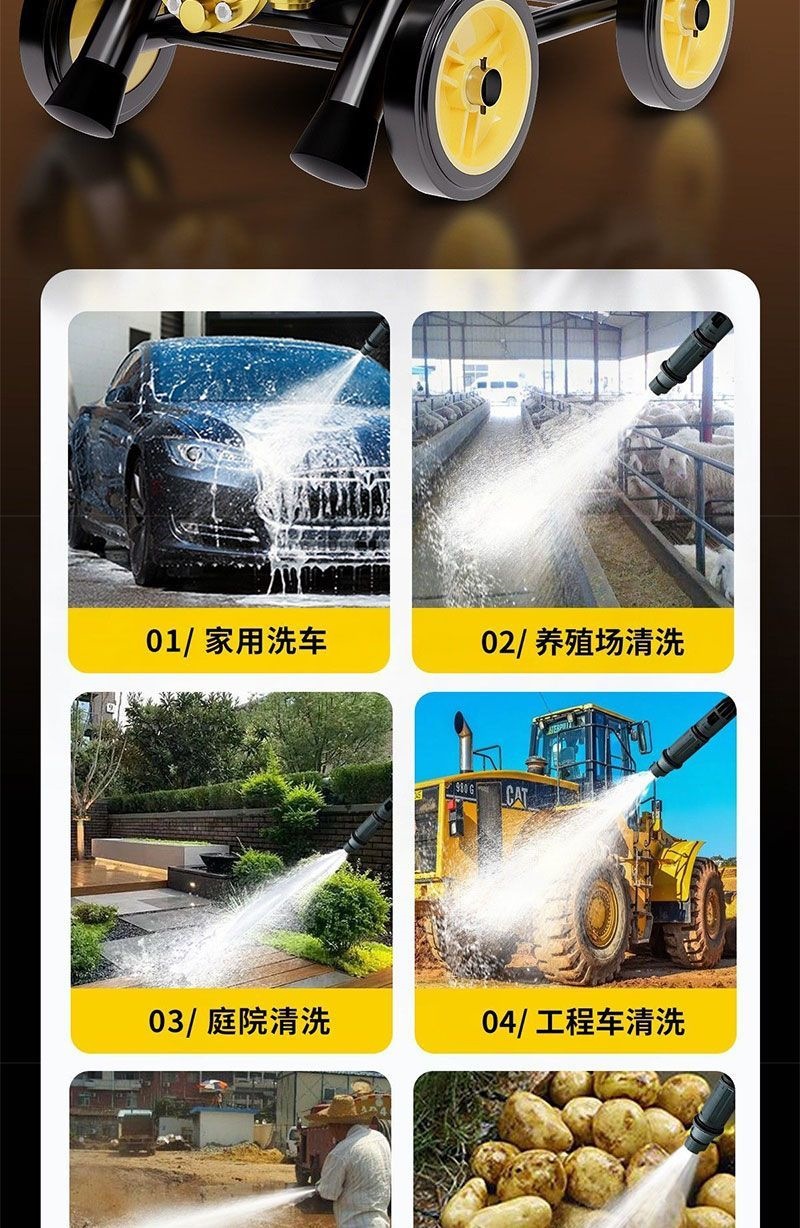 Car Washing Machine 220V High-Pressure Household High-Power New Model Water Gun for Cleaning Floors and Washing Cars with Pressure Booster Pump