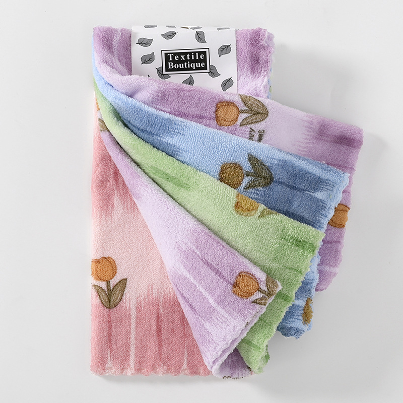 5 toallas de coral 30 * 30 toallas de cocina toallas de leopardo suave absorción de agua toallas de té transfronterizas