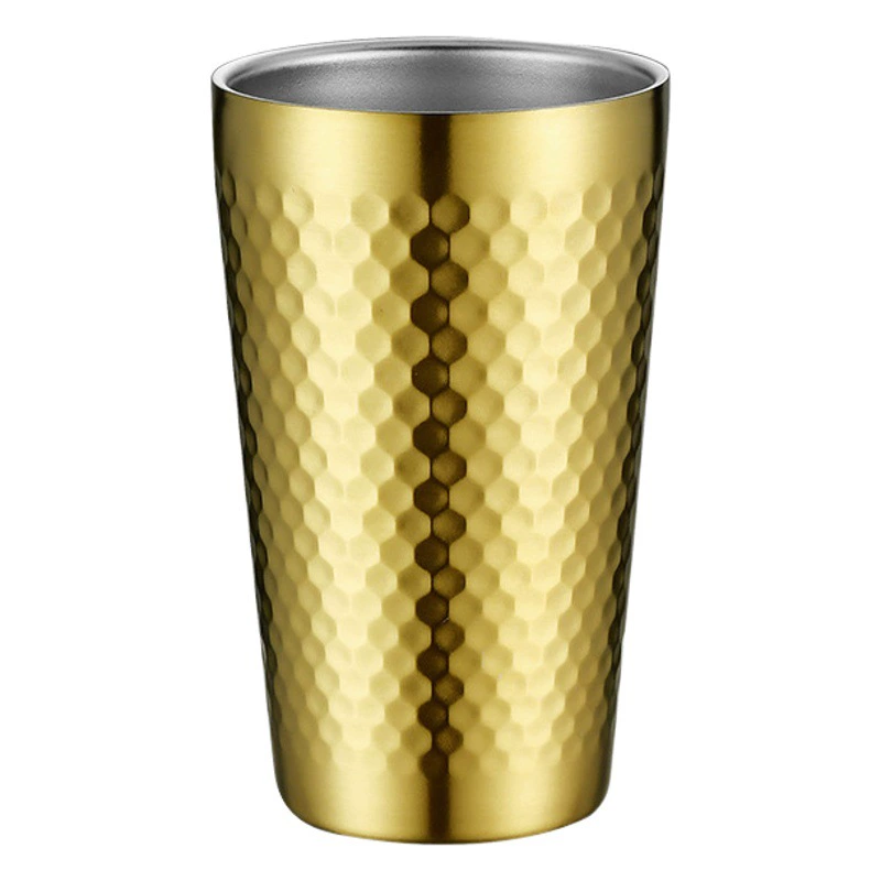 Трансграничная пивная чашка Кофейная чашка Чашка для рта в Корейском стиле Алмазный узор Молоток Узор На открытом воздухе Кемпинг 304 Двухслойная чашка для воды из нержавеющей стали