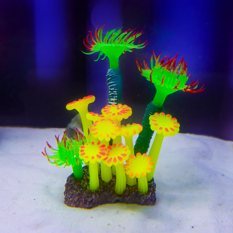 Nuevos adornos para acuarios, coral suave y colorido, decoración para peceras, artesanías de árboles de coral de silicona fluorescente