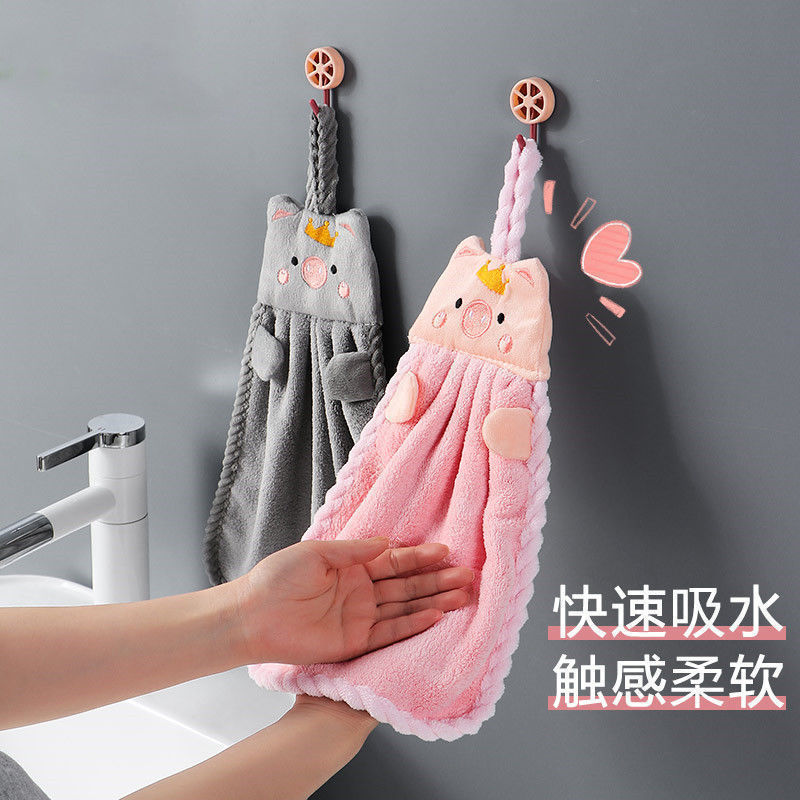 두꺼운 흡수성 보풀이없는 귀여운 어린이 작은 수건 화장실 손수건 걸레를 걸고있는 주방 수건