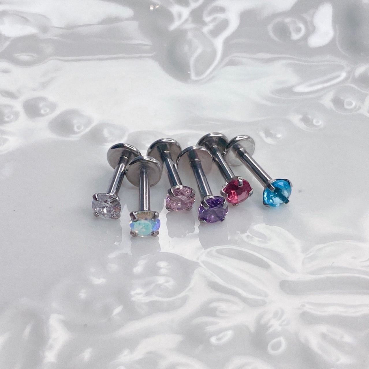 Stainless Steel Zircon Nose Stud With Colorful Diamond Round Ring_voghion.com