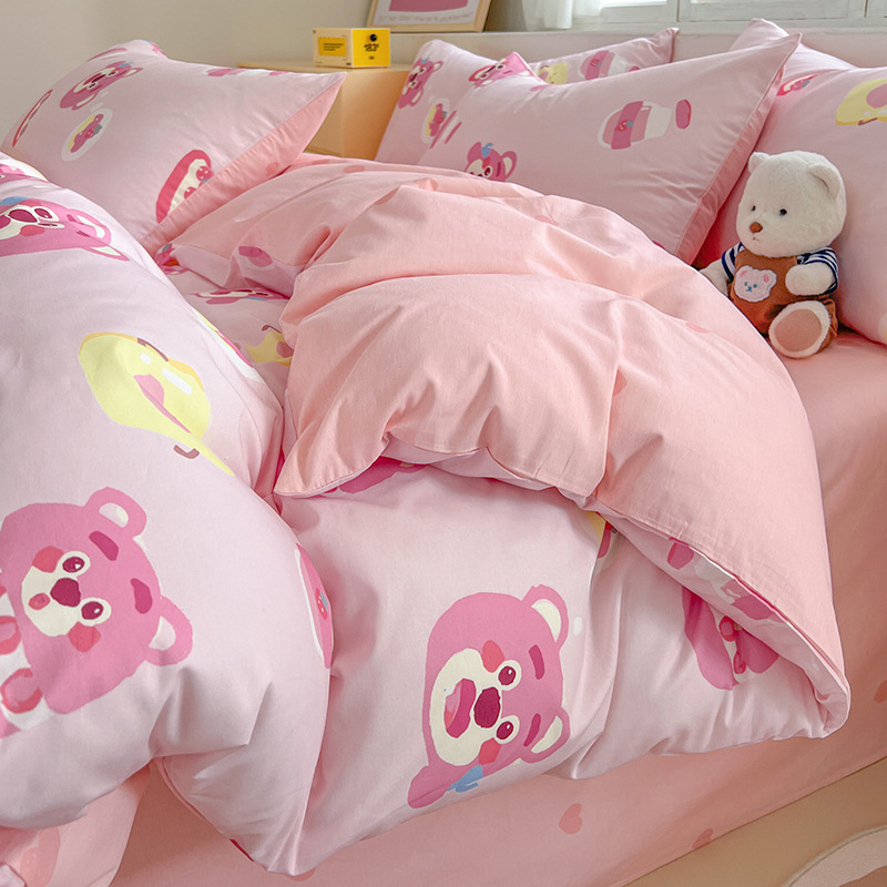 Juego de cuatro piezas de algodón puro, ropa de cama de algodón 100% estilo nuevo 2026, funda nórdica floral fresca, sábana, juego de tres piezas para dormitorio, sábana ajustable.