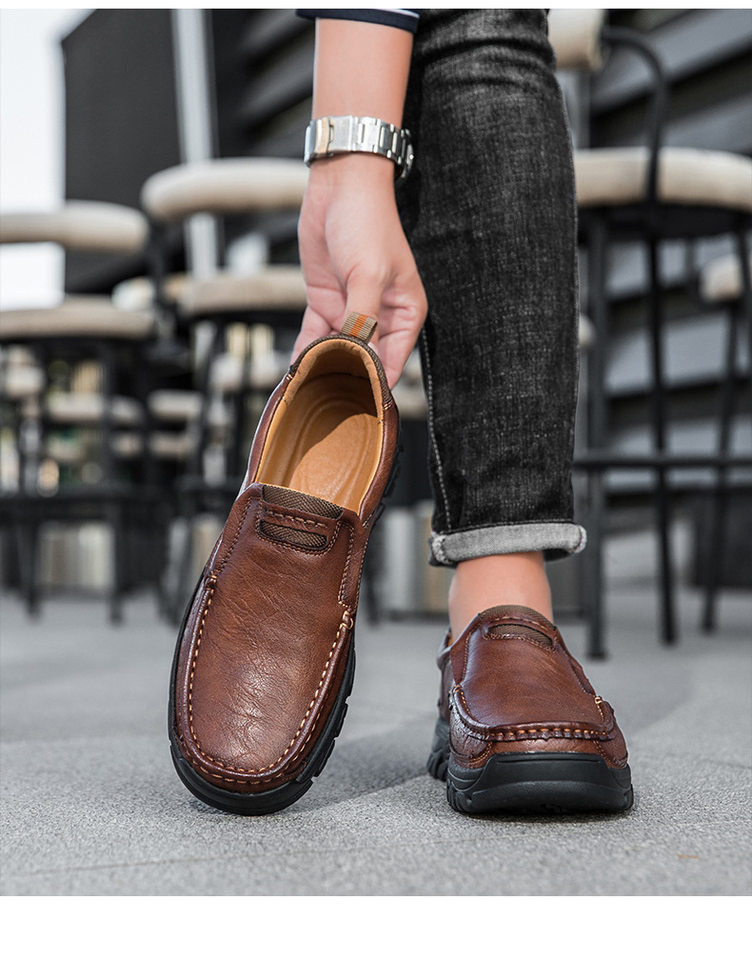 Giày da nam cỡ lớn mũi tròn đế bệt phong cách casual — 33237 màu nâu đỏ, 33237 màu vàng nâu, 33237 màu đen chi tiết 22