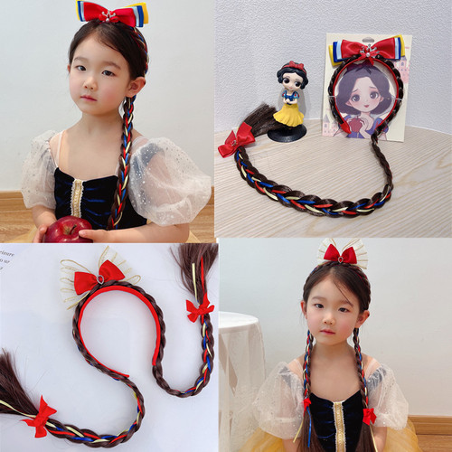 Cute princess hair accessories wig braid double braid single braid top clip bow crown children and women's hair accessories manufacturer direct