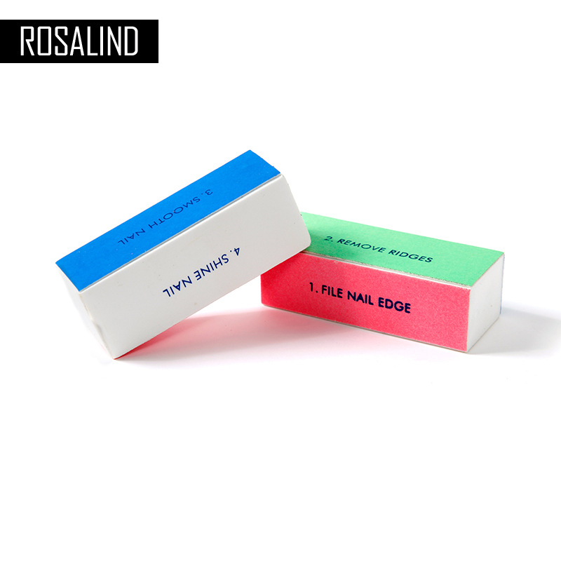 rosalind美甲四面方块美甲打磨工具抛光锉条海绵挫磨砂指甲修型搓
