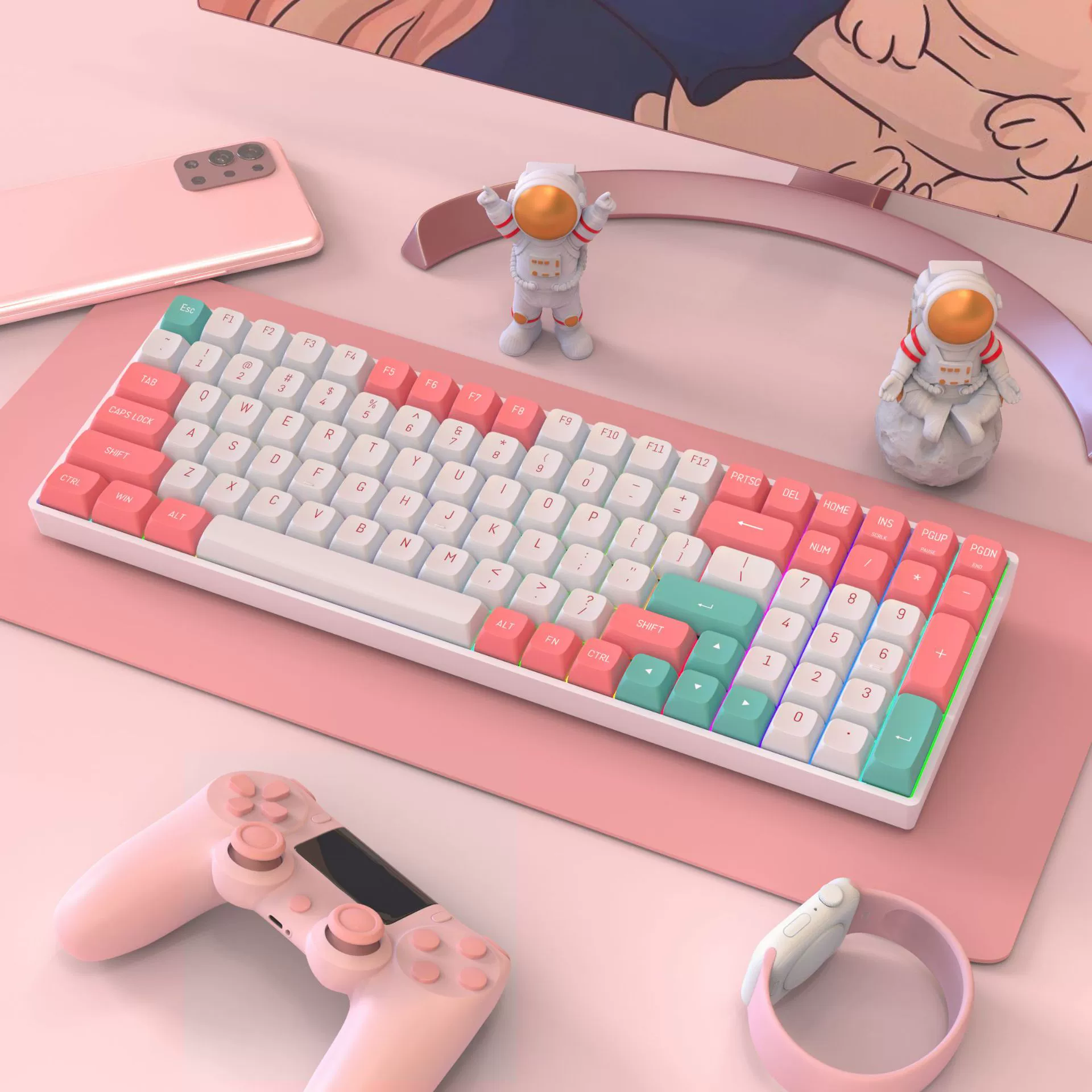 OUSAID OUSEAE DK100 три модели RGB механическая клавиатура стандартная раскладка полный набор клавиш горячей вставки полный набор без задержки