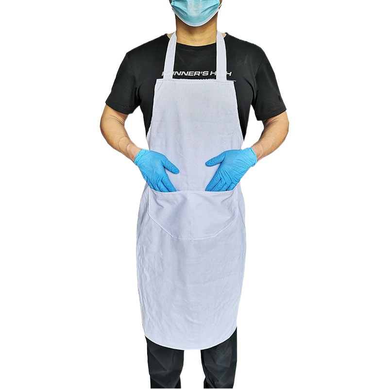 Delantal de algodón blanco impermeable fábrica de harina de alimentos cintura sanitaria manga de la cintura de impresión de publicidad de impresión delantal blanco