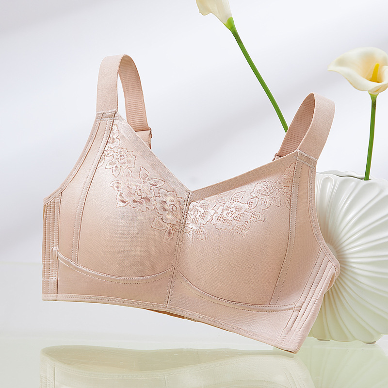 Large Breasts Showing Small Breasts Underwear Thin Full Cup No Rims Large Size Push-Up Side Breast Reduction Anti-Sagging Bra for Women