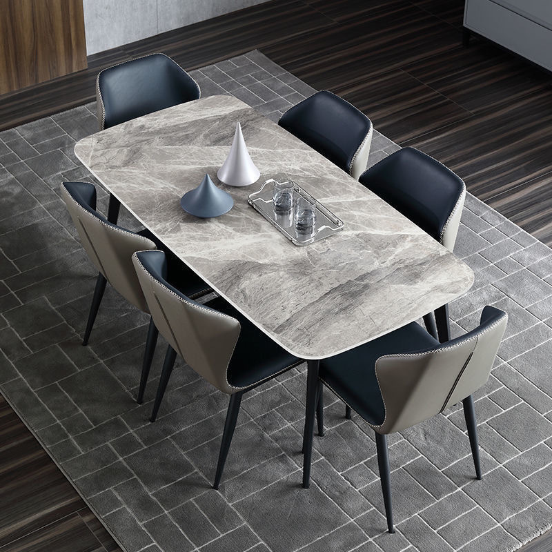 Mesa de comedor de pizarra para uso doméstico mesa de comedor de apartamento pequeño moderno simple y ligero rectángulo de lujo juego de mesa y silla de comedor brillante de alta gama