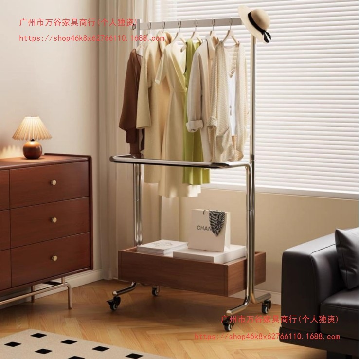 Second-Hand Floor-Standing Modern Stainless Steel Clothes Rack Coat Rack Bedroom Mobile Home Storage Storage Coat Rack