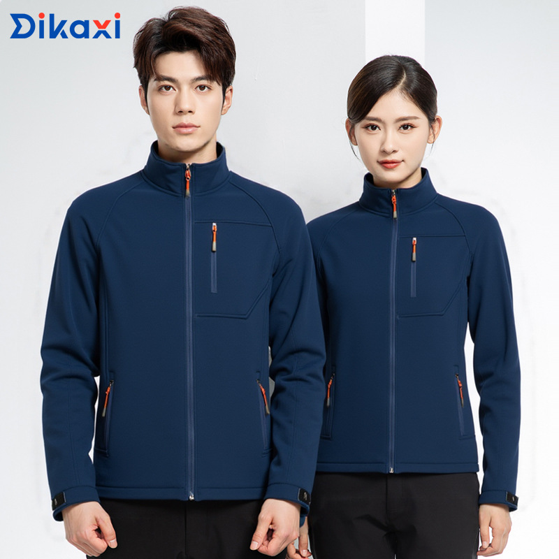 Outdoor Soft Shell Jacket Work Clothes Custom Printed Logo Collar Jacket Men's and Women's Group Clothes Workwear Waterproof Jacket