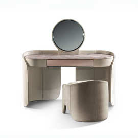 意式轻奢高端主卧梳妆台现代简约设计师别墅家用实木大理石化妆桌