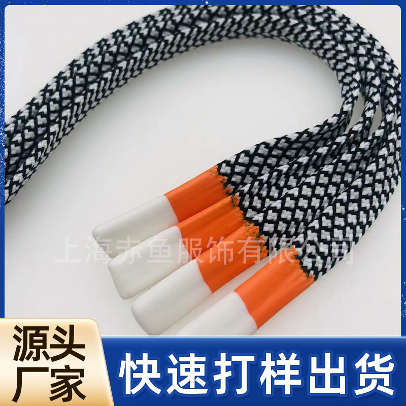 工厂直销批1cm扁绳空芯编织绳硅胶包头帽绳浸胶绳头创意帽绳抽绳