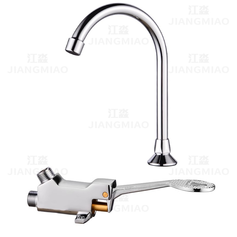 Brass pedal lavabo interruptor de grifo ingeniería escuela hogar pedal grifo válvula de descarga válvula de interruptor de cobre