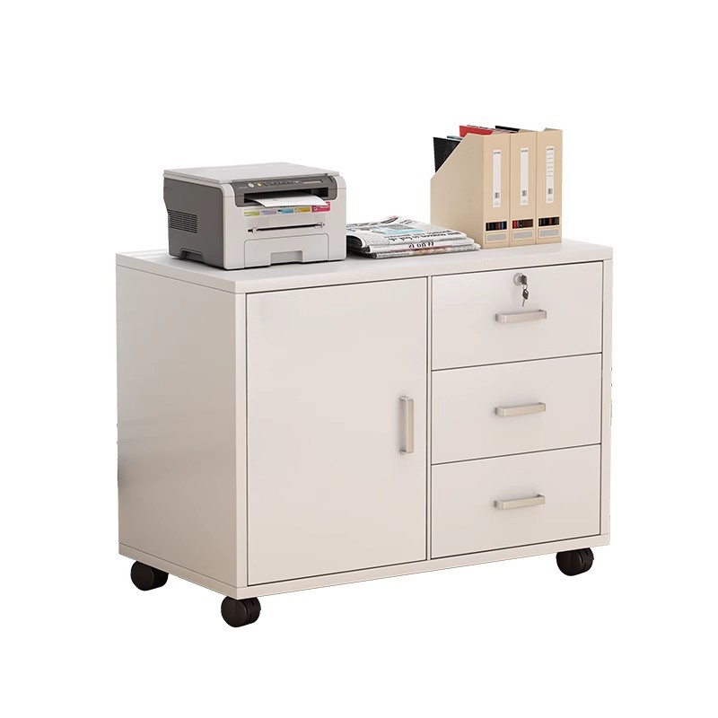 Archivador de madera, gabinete de oficina con cerradura, gabinete de almacenamiento móvil, gabinete de cajones, gabinete de almacenamiento debajo de mesa con ruedas, gabinete bajo