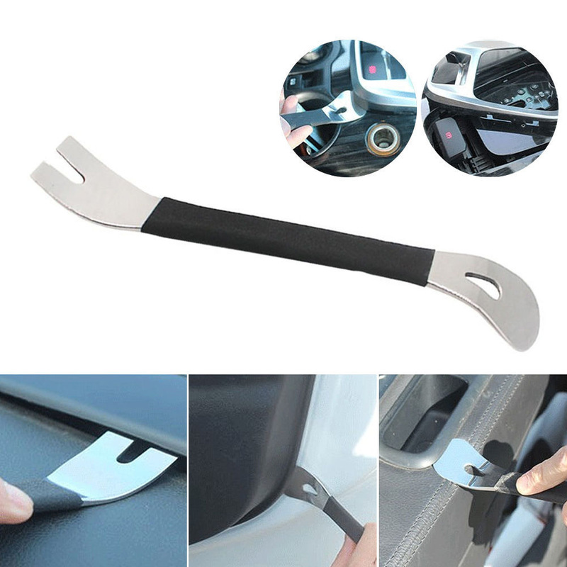Car audio navigation instrument interior door panel soft package foot pad installation and removal pry plate tool steel pry buckle screwdriver