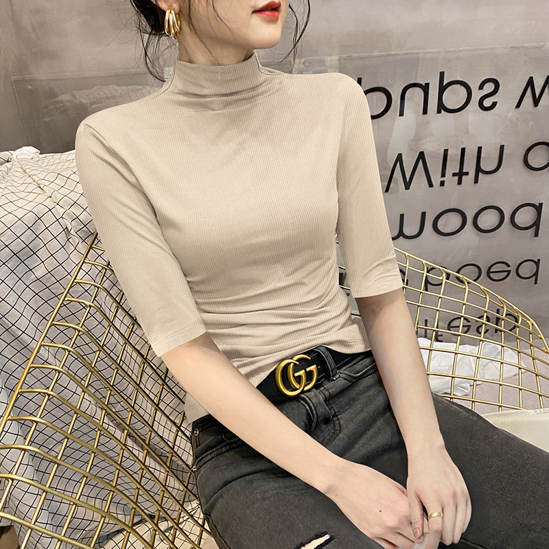 モーダルミッドスリーブTシャツレディース5分袖インナーレイヤリングシャツ2025春新作5分袖薄手トップス半袖|undefined