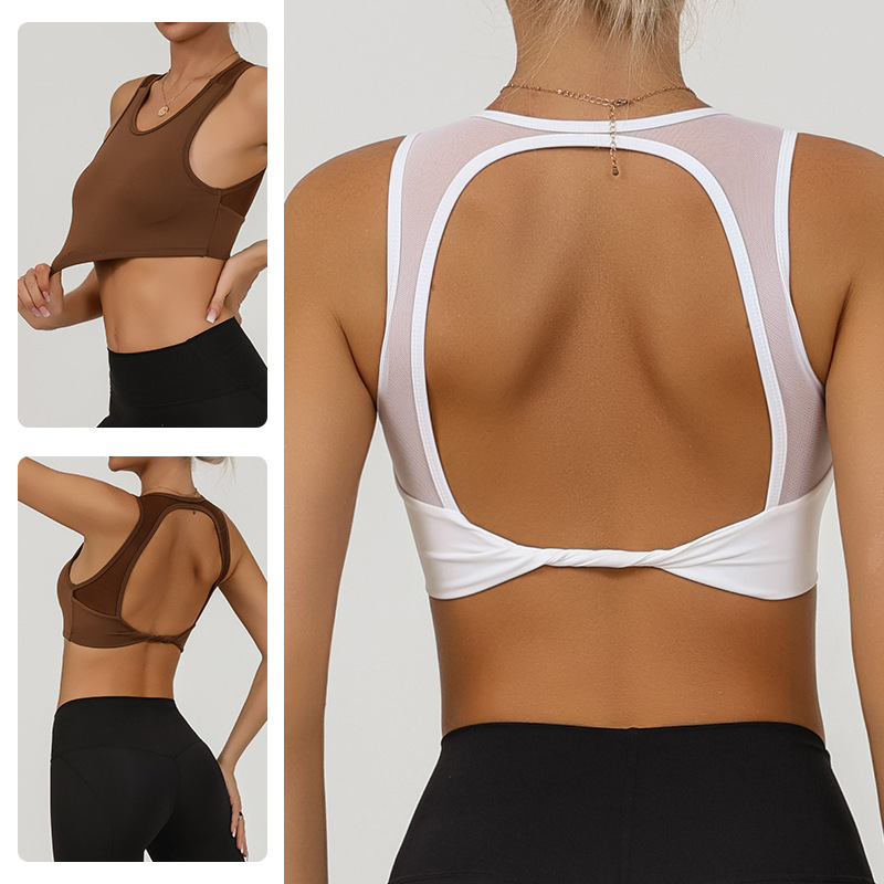Deportes de acondicionamiento chaleco de mujer con cojín de pecho elástico transpirable red de acondicionamiento chaleco de acondicionamiento transfronterizo blusa de secado rápido bra