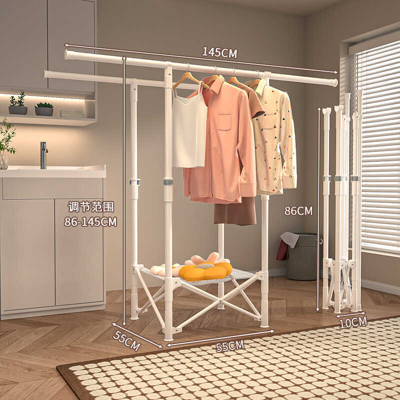 Free installation for 3 seconds folding telescopic-pearl white double pole with net pocket