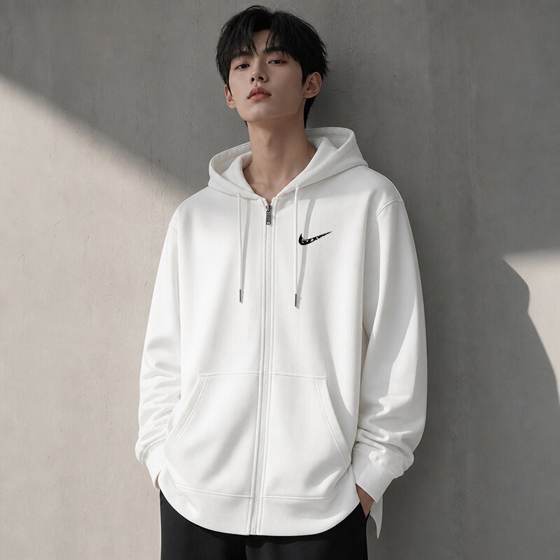 Trendy brand hooded sweatshirt for men, new spring and autumn collection, solid color, simple and versatile, loose and casual outerwear