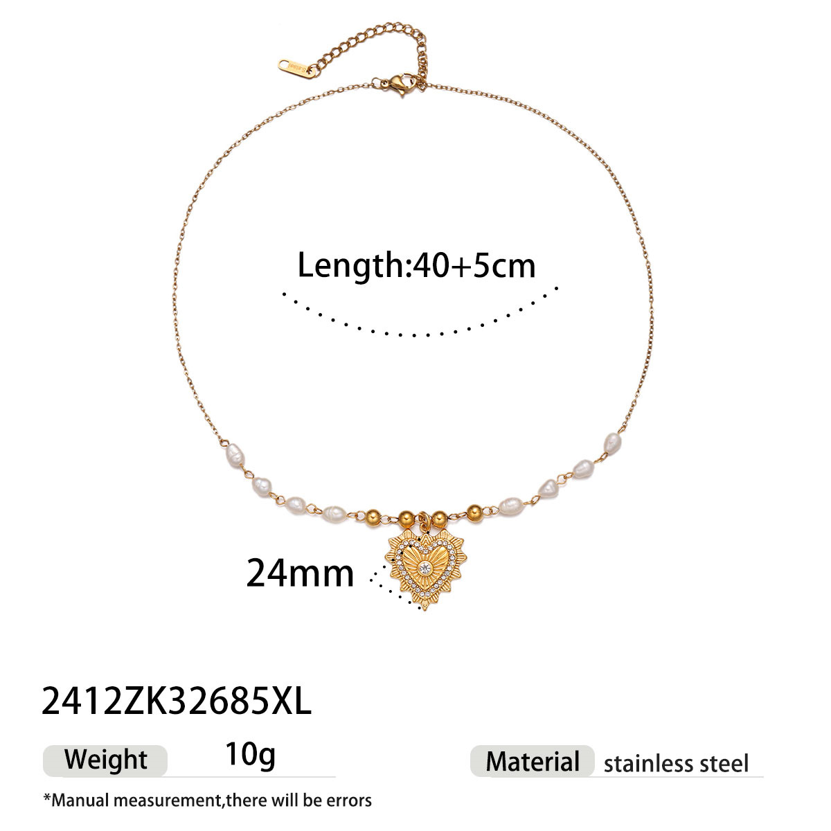 Collar de acero inoxidable de la UE y los Estados Unidos, lujo ligero, nicho universal, moda, amor, collar de perlas, joyería no desvanecida para mujeres