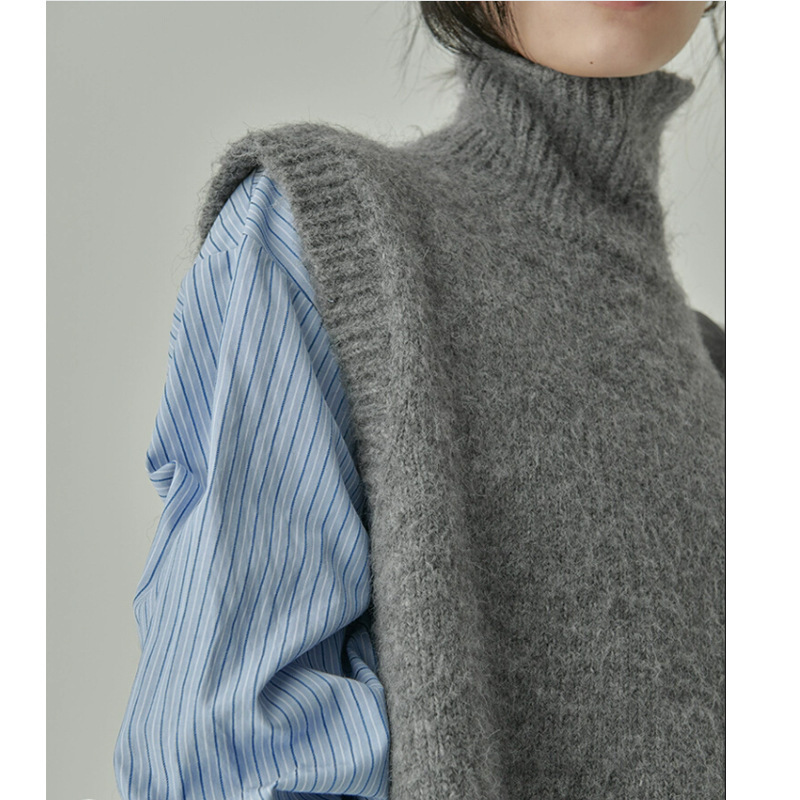 Stacked Diary Shirt CP Korean High Collar Fashionable Stacked Loose Sweater Vest