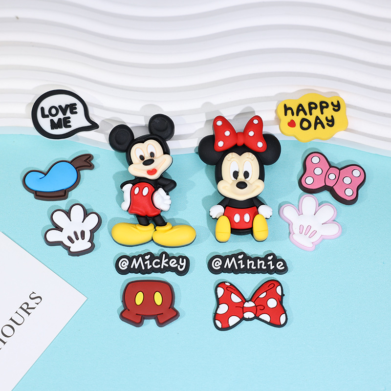 大号立体情侣鼠DIY手机壳贴片卡通儿童收纳盒鞋花装饰配件奶油胶