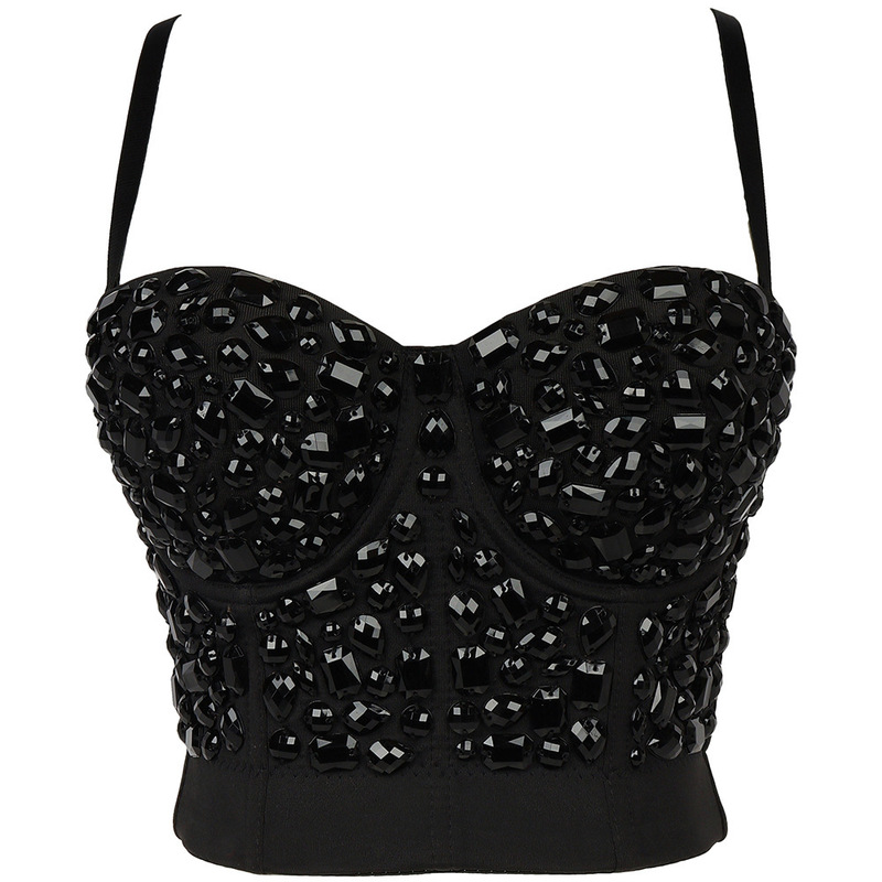 Manufacturer Lu Qiuguo Db082 Spicy Girl Style Rhinestone-Embellished Bra for Women, Outerwear Camisole, Shapewear Fishbone Bra with Beautiful Back Design