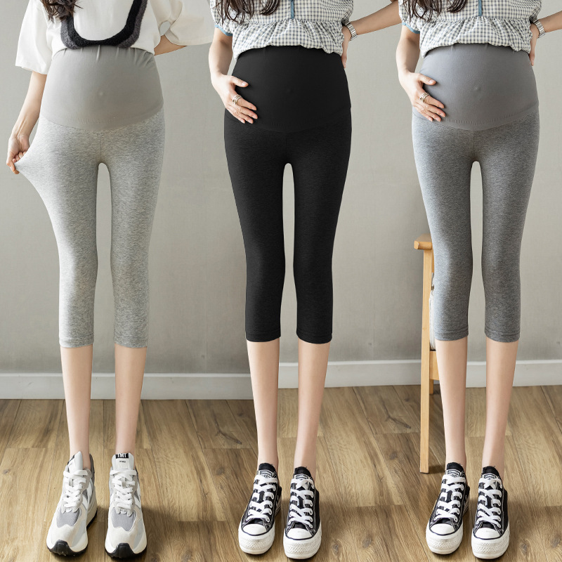 Spring and Summer Pregnant Women's Leggings Seamless High Stretch Capri Pants Belly Pants Cat Standard Modal Medium Length Leggings Spring and Summer Pregnant Women's Leggings Seamless High Stretch Capri Pants Belly Pants Cat Standard Modal Medium Length Leggings