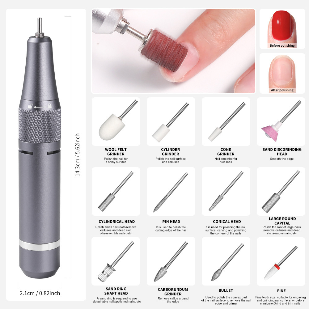 Lijadora de uñas de almacenamiento de energía transfronteriza, descargador de uñas recargable portátil, rectificador de uñas, lijadora de uñas, tienda de uñas especial