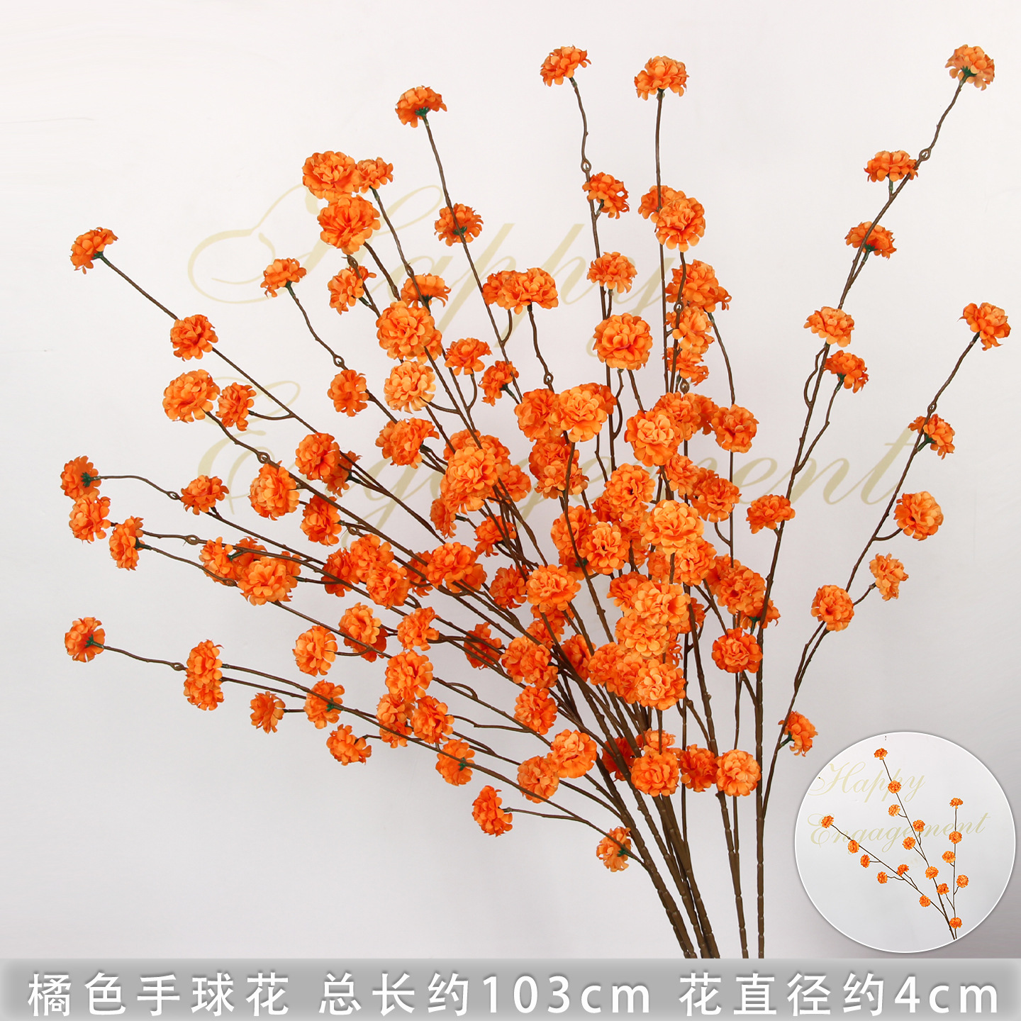 Flores de imitación naranja peonía naranja hortenida neblina orquídea flor floral flor de bodas seda naranja