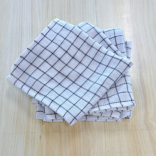 Foreign Trade Kitchen Tea Towel Two-Piece Set Polyester Cotton Yarn-Dyed Plaid Rag Napkin Cloth