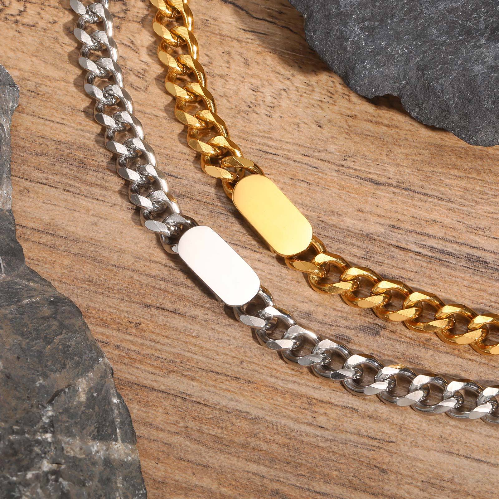 Personalised Cuban Chain Bracelet Titanium Steel Engraved Gift_voghion.com
