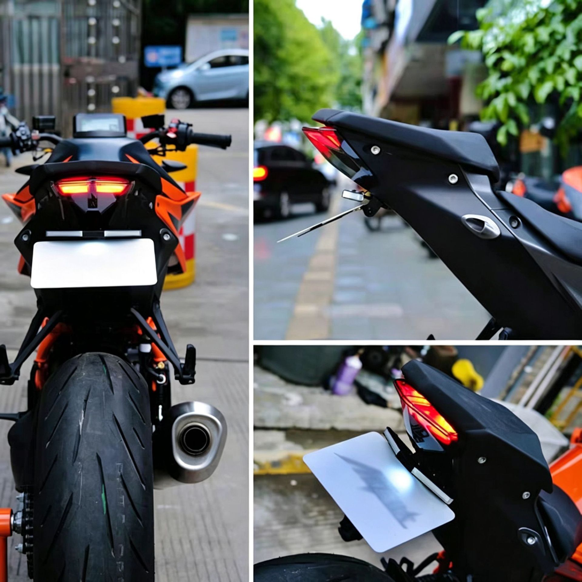 Suitable for 20-25 models of KTM1290Duke, modified folding short-tail integrated license plate holder with LED sequential turn signals