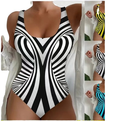 2025 Women's Beach Sand Swimwear Tie-Dye 3D Print European and American Summer One-Piece Swimsuit