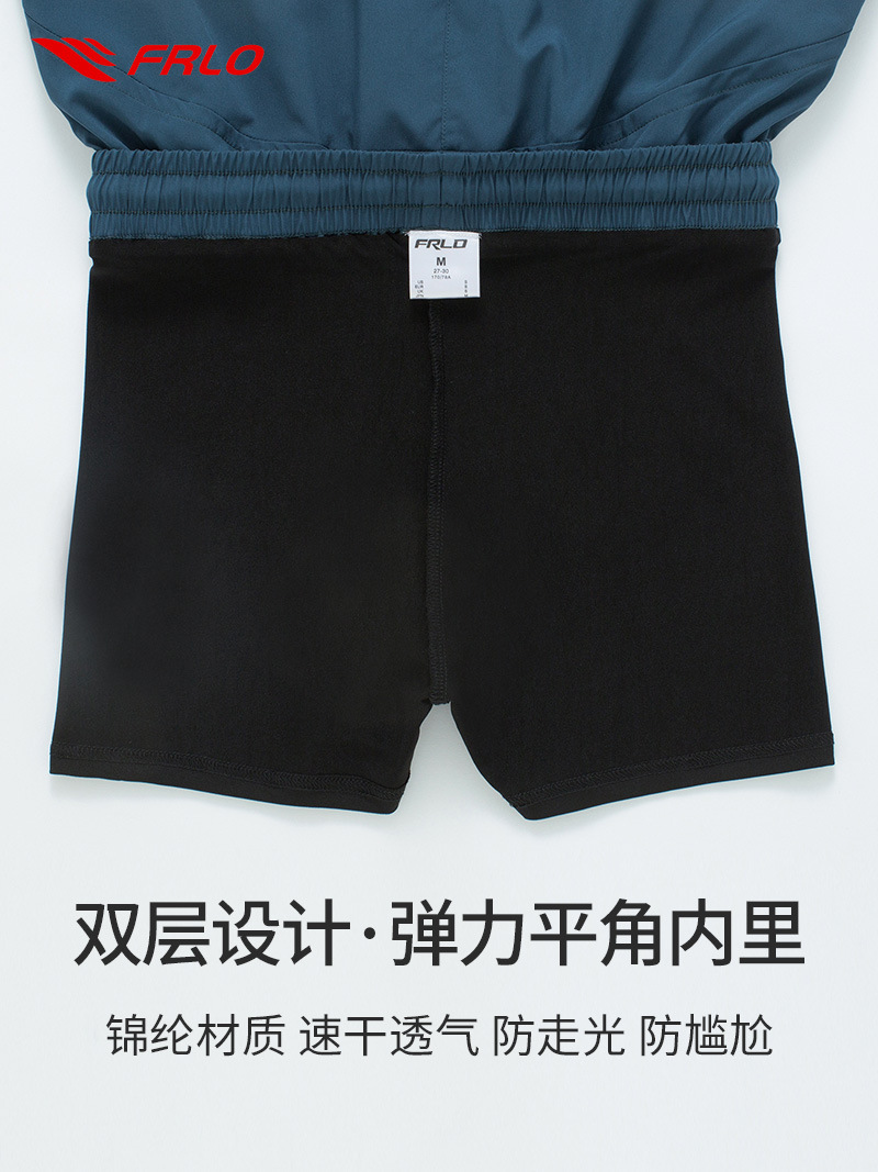 Venta al por mayor de bañadores para hombre, de doble capa, anti-embarrassment, de secado rápido, transpirables, holgados, talla grande, tres cuartos de largo, para playa y aguas termales.