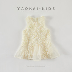 夏季嬰兒禮服連體裙女寶寶生日滿月百歲提花裙子甜美重工連衣裙