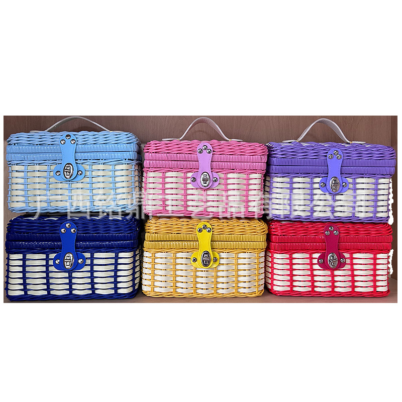 新品拼色女神节宝宝伴手礼藤篮