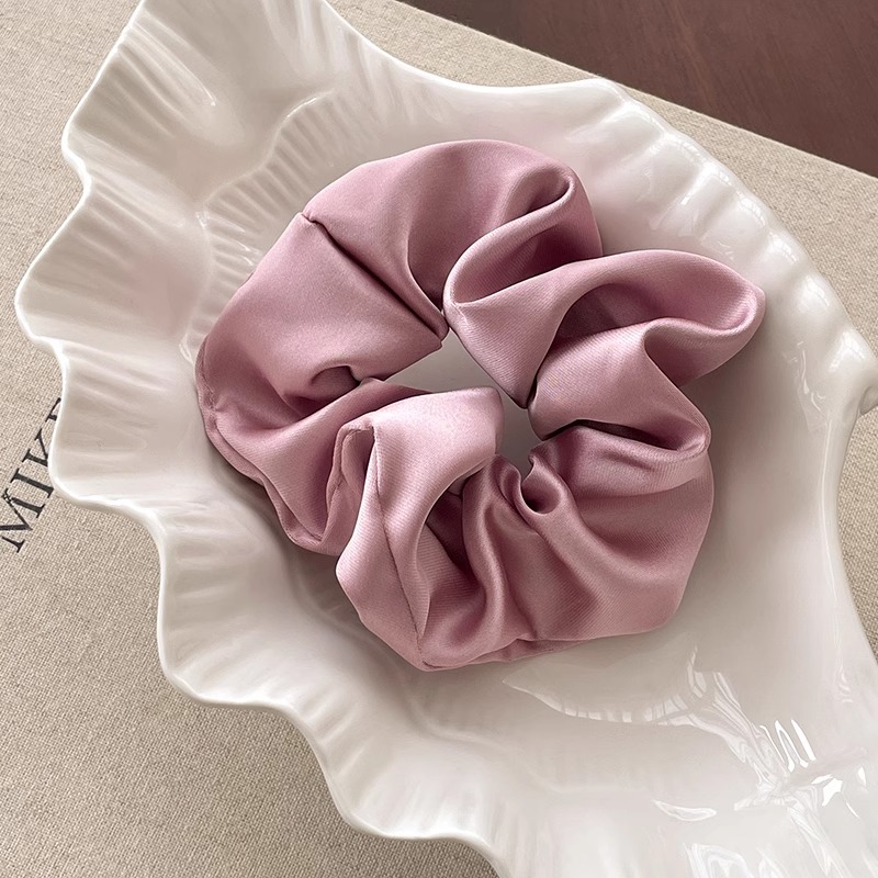 Anillo de pelo de cerdo coreano de seda satén de color sólido de alta calidad de la cabeza de la cuerda de cabello de flores de estilo francés de cola de caballo correa de cabello para mujeres